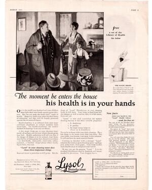 Lysol Disinfectant Advertisement 1925 Vintage Family Library of Health B&W